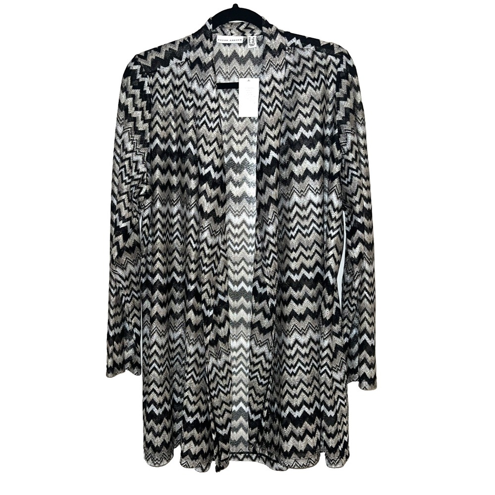 NEW Susan Graver Chevron Pattern‎ Sheer Open Cardigan Plus Size 1X Holiday Party